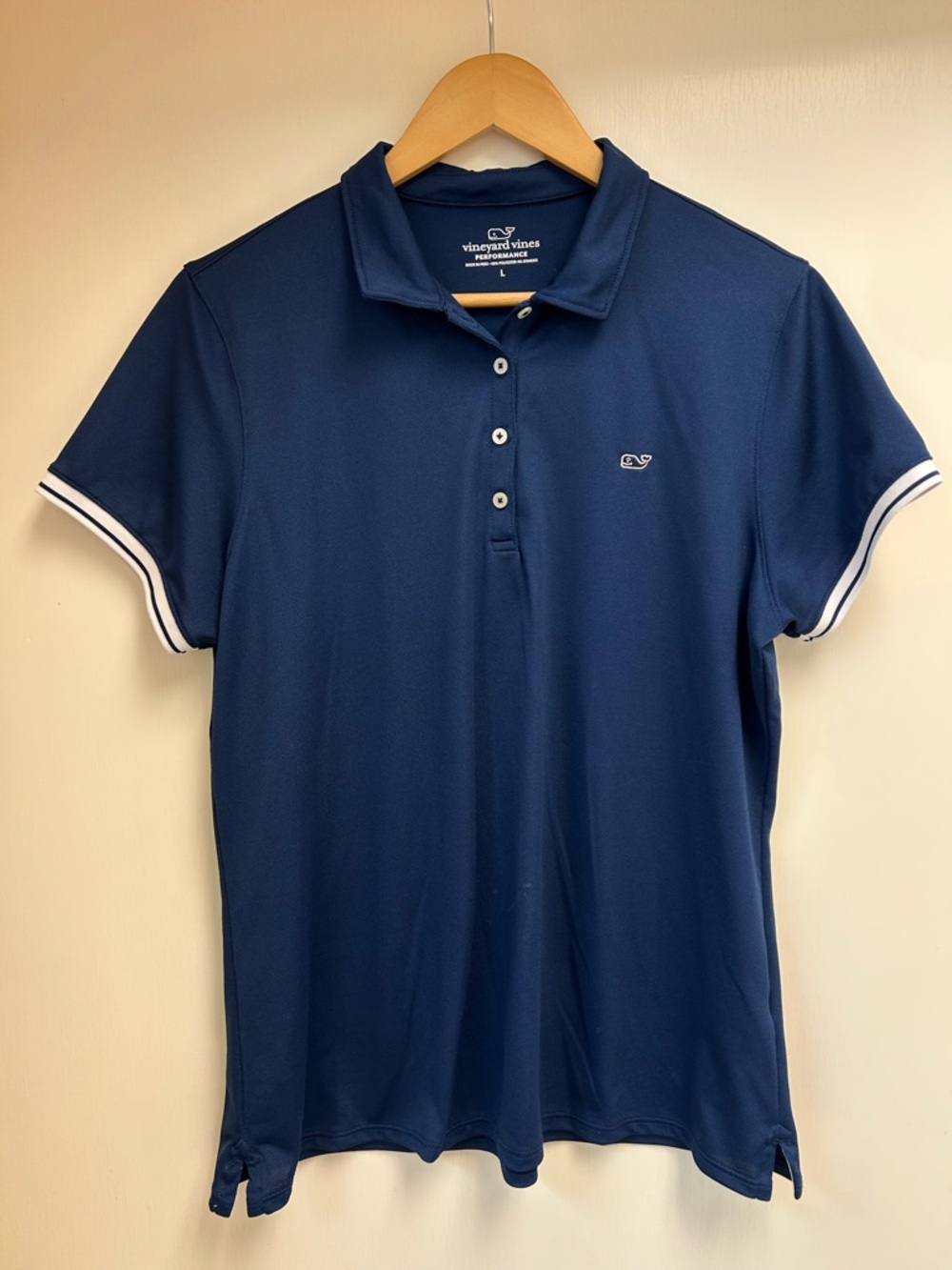 Vineyard Vines Women's Navy Polo with White Trim
